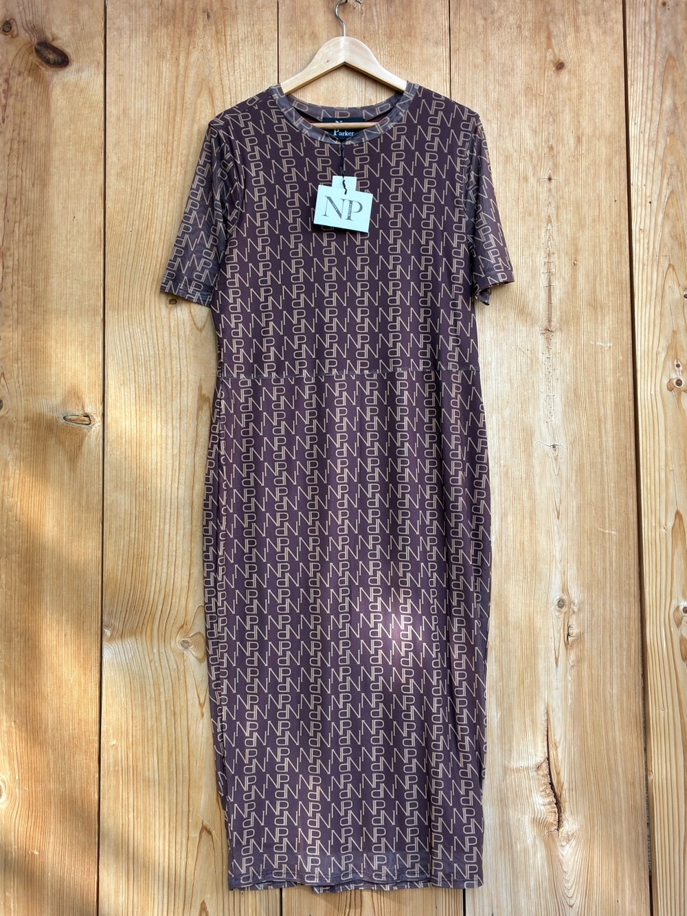Nina Parker NWT Monogram Brown Tee Shirt Dress Sz 2X